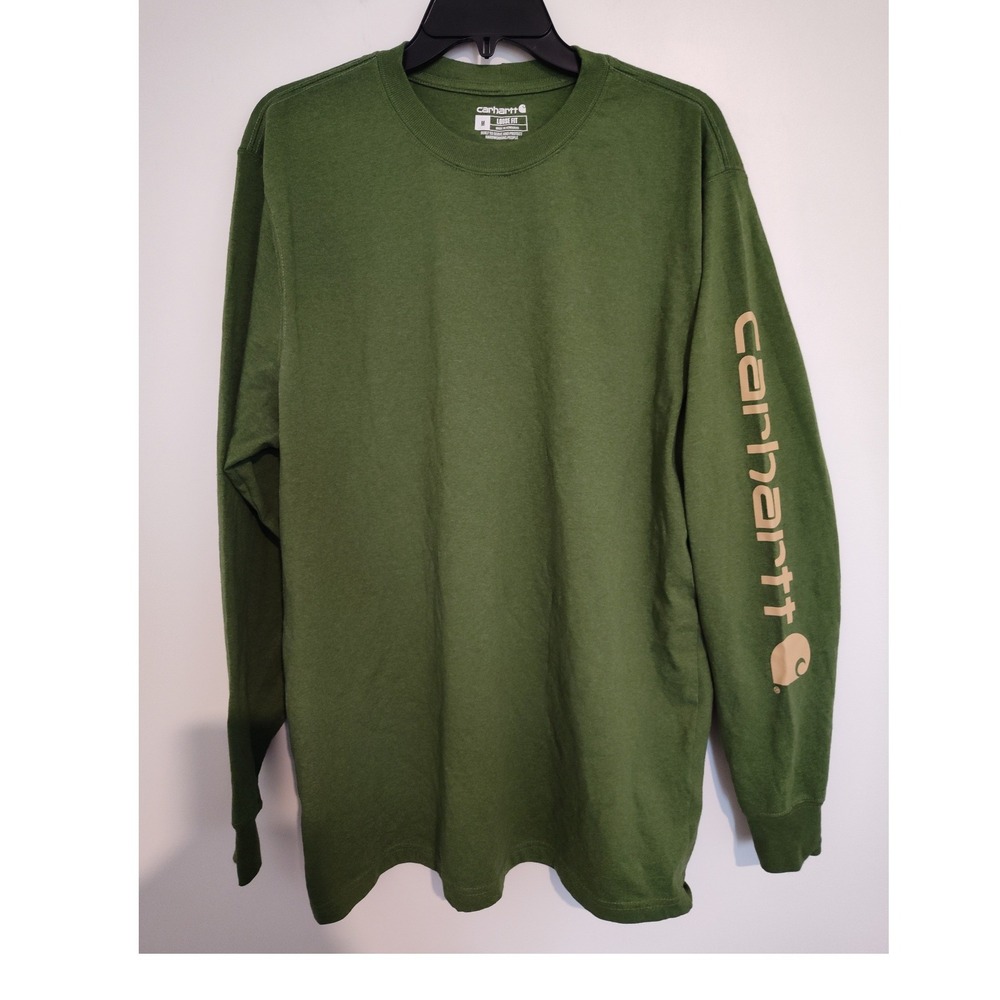 Carhartt Mens Loose Fit Long Sleeve Graphic Logo T-Shirt Green K231 Medium - Picture 1 of 5